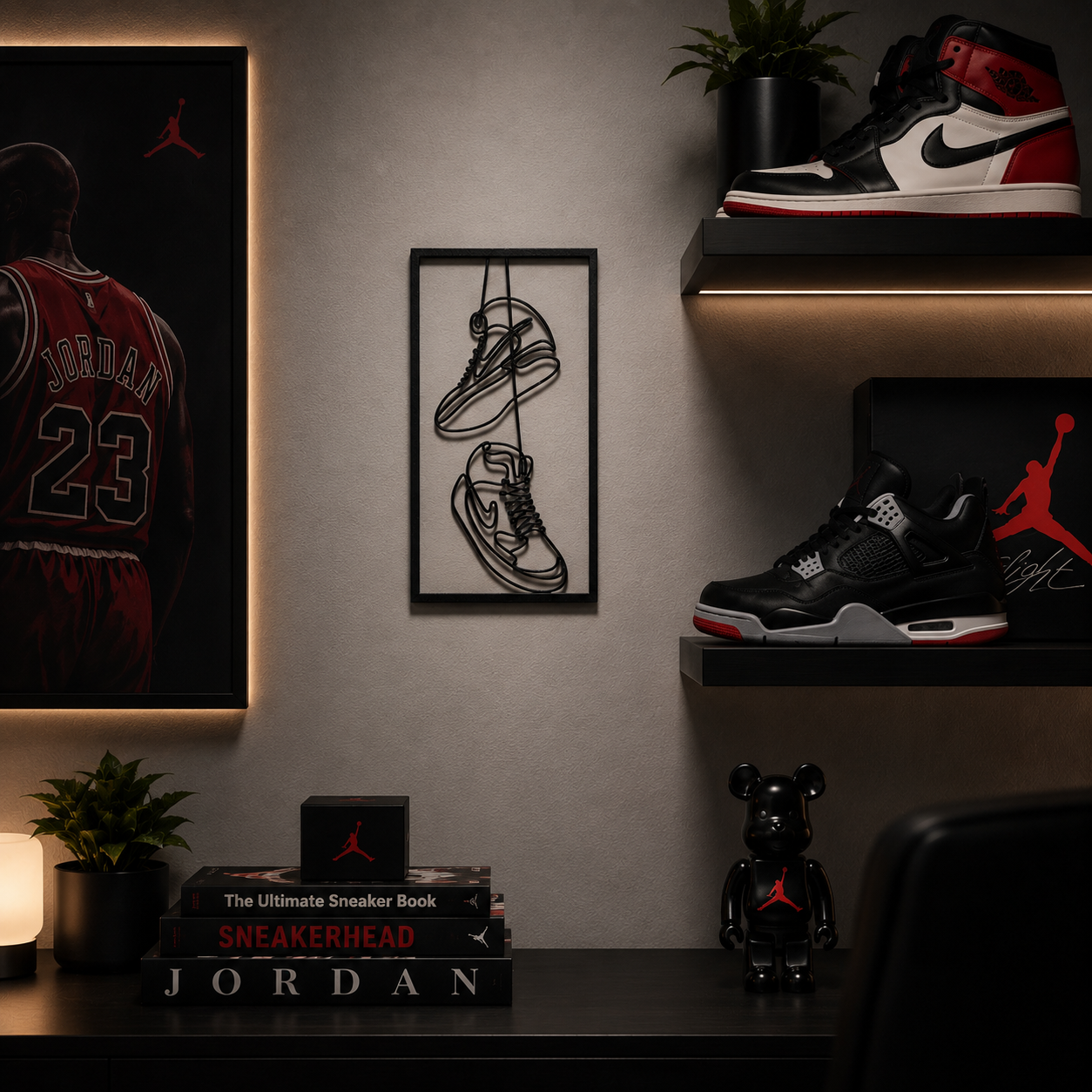 Jordan Sneaker Lace Wall Art | Sneaker Frame Decor With Stand