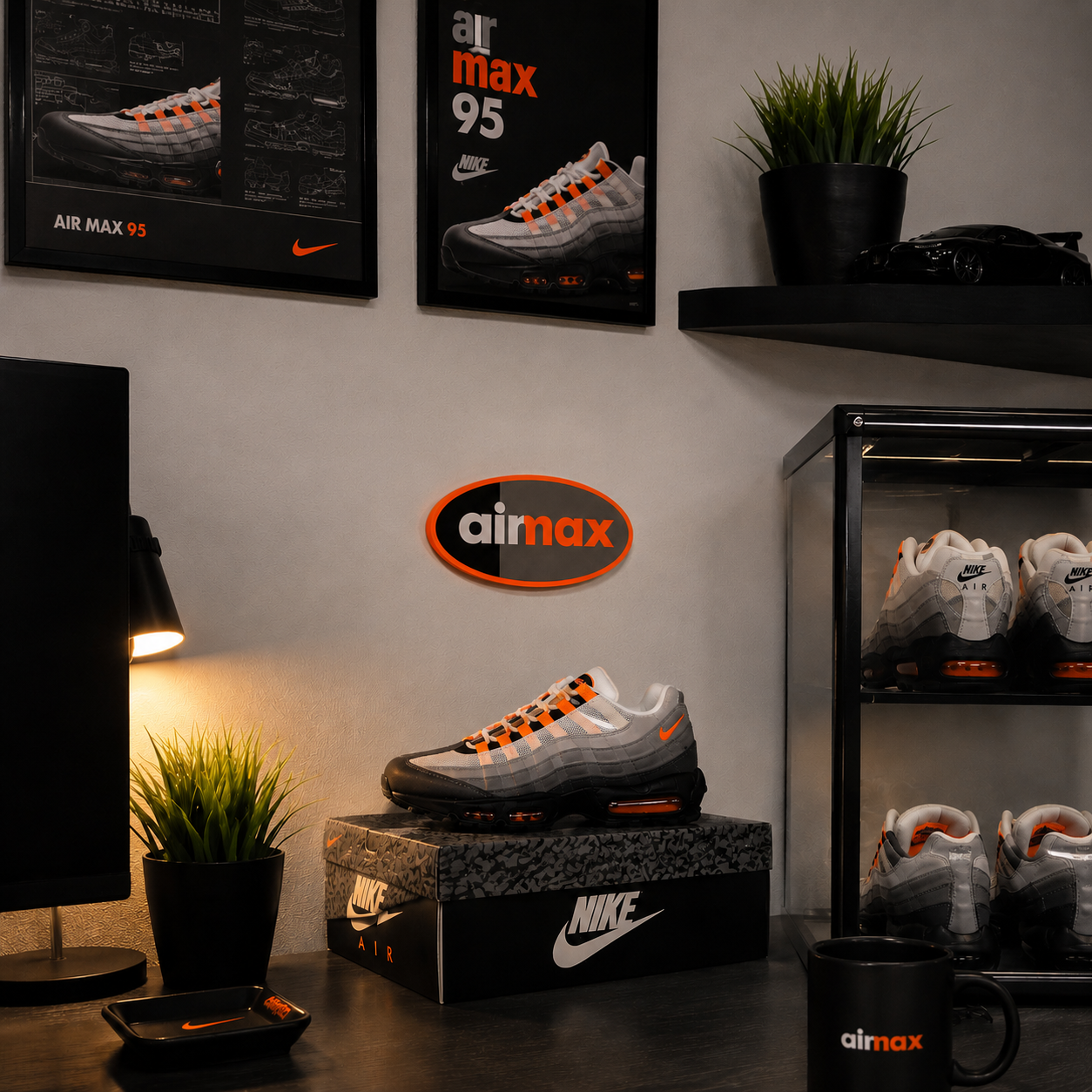 Air Max 95 (AM95) Neon Wall Decor Sign | Sneaker Wall Art with stand |