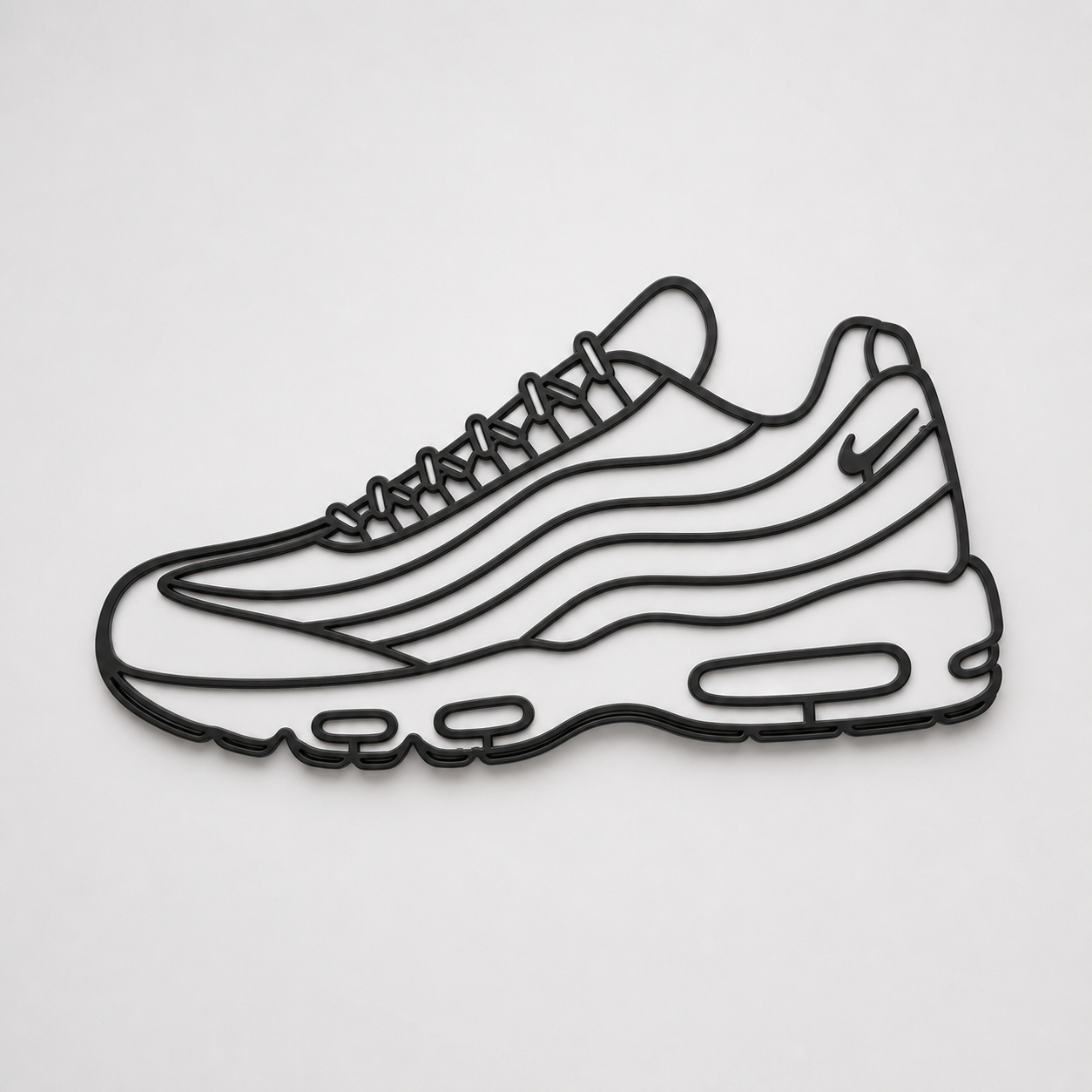 Black outline of a sneaker on a white background