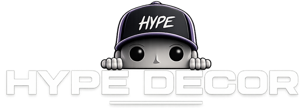 Logo of Hype Decor with a cartoon character wearing a cap on a white background
